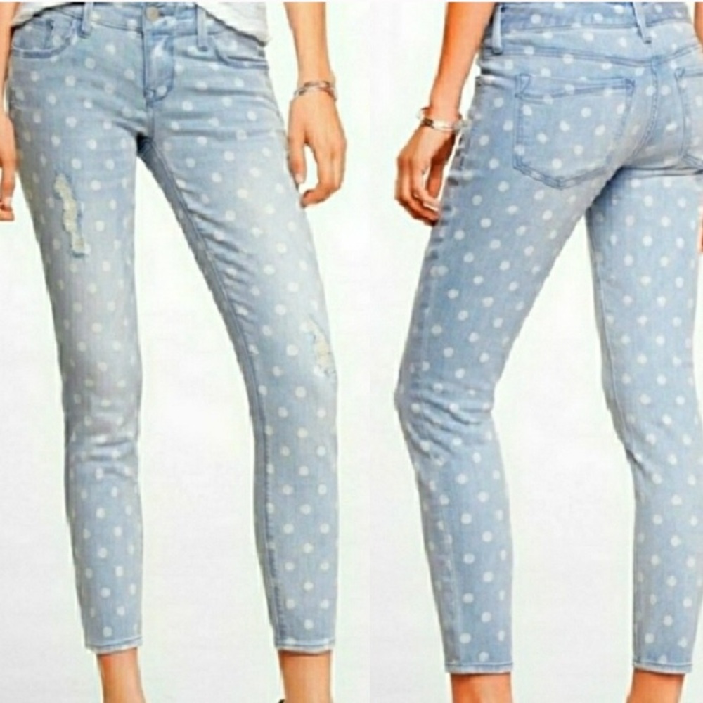 Express Stella distressed ankle polka dot